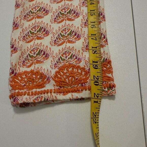 Rock Flower Paper Ivory and Deep Coral Embroidered Top Size L Bohemian - Picture 14 of 14